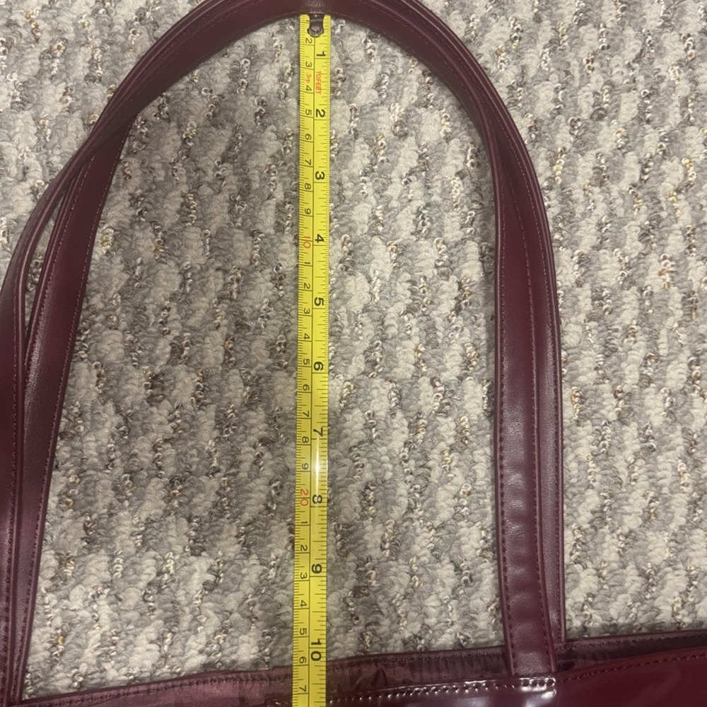 Burgundy Leather Tote Bag with Pouch - Picture 8 of 8